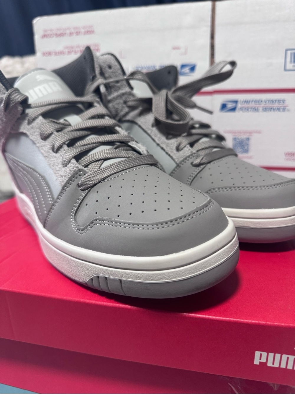 PUMA Rebound LayUp Hi Timeless High Top Lace-Up Sneaker Gray/White